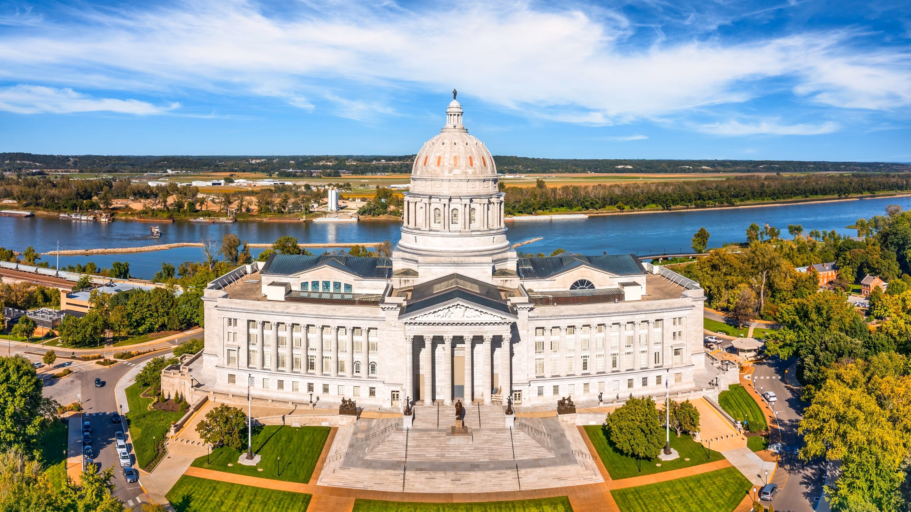 The Missouri State Capitol in Jefferson City seen above the Missouri River.
