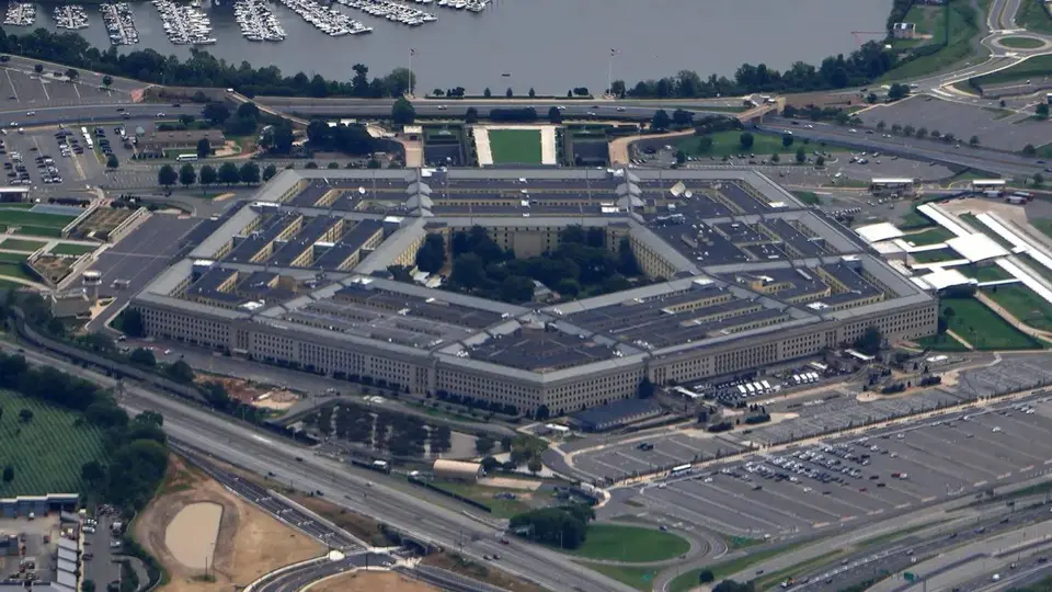 An aerial view of the Pentagon and surrounding roadways.