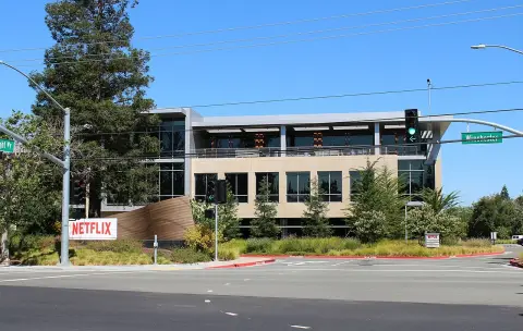An office building on Netflix's headquarters campus in Los Gatos, California