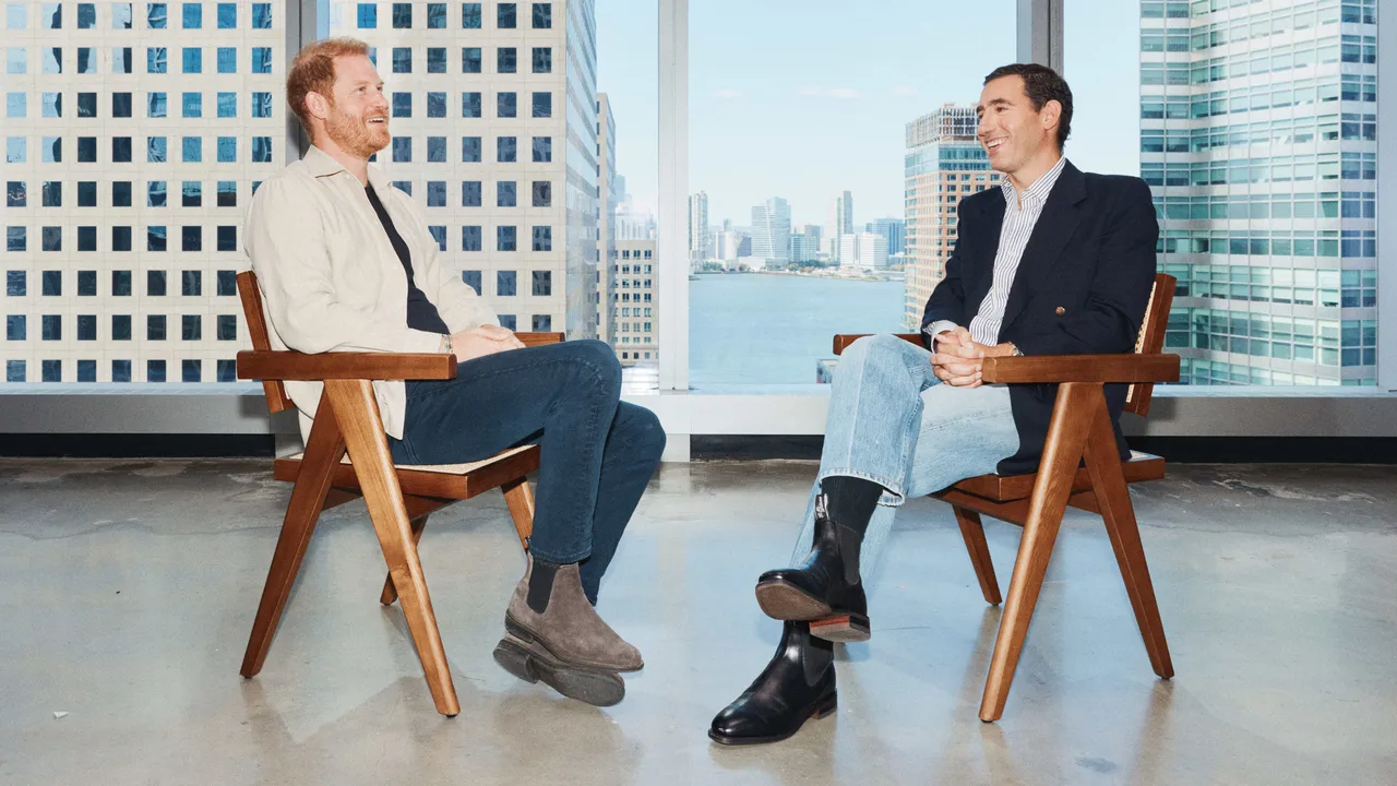 Prince Harry in conversation with GQ interviewer Zach Baron