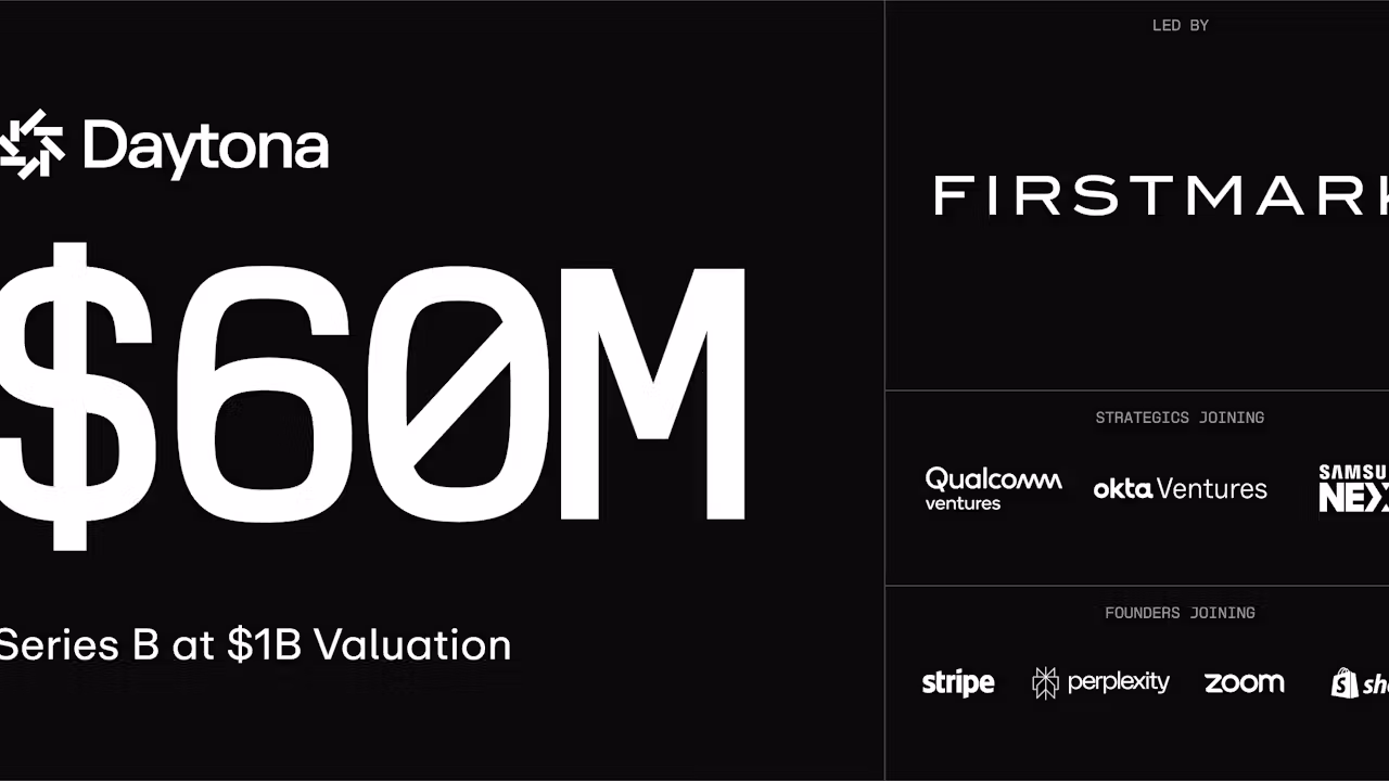 Daytona's Series B announcement graphic introducing its agent cloud and funding investors