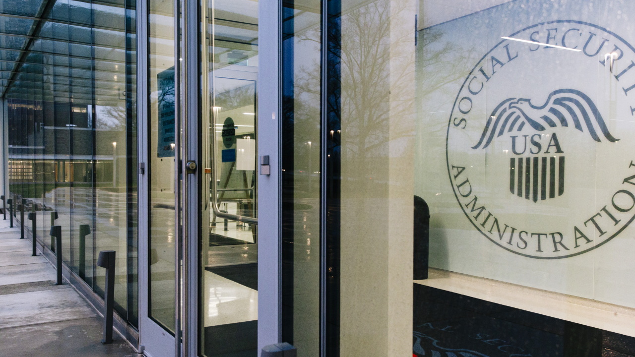 Entrance to the Social Security Administration headquarters in Woodlawn, Maryland