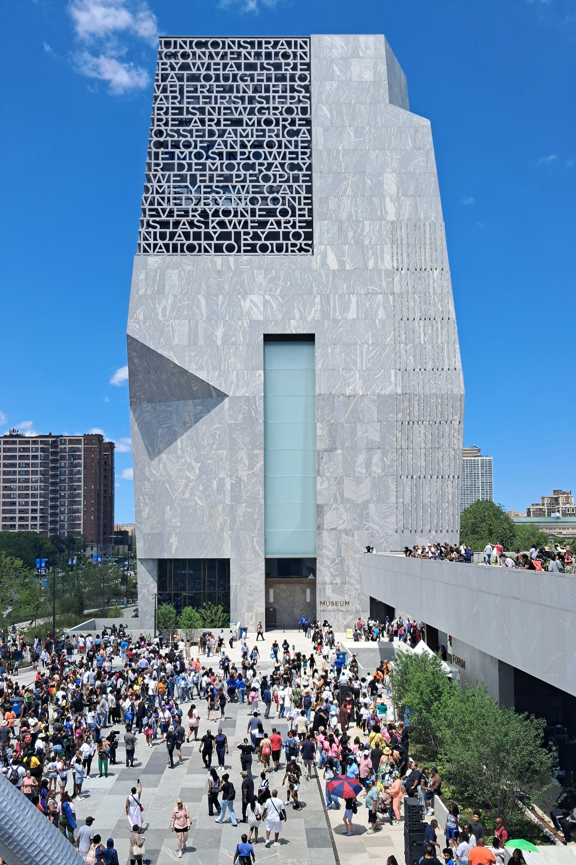 South side of the Obama Presidential Center museum tower in Chicago's Jackson Park on its opening day, June 19, 2026