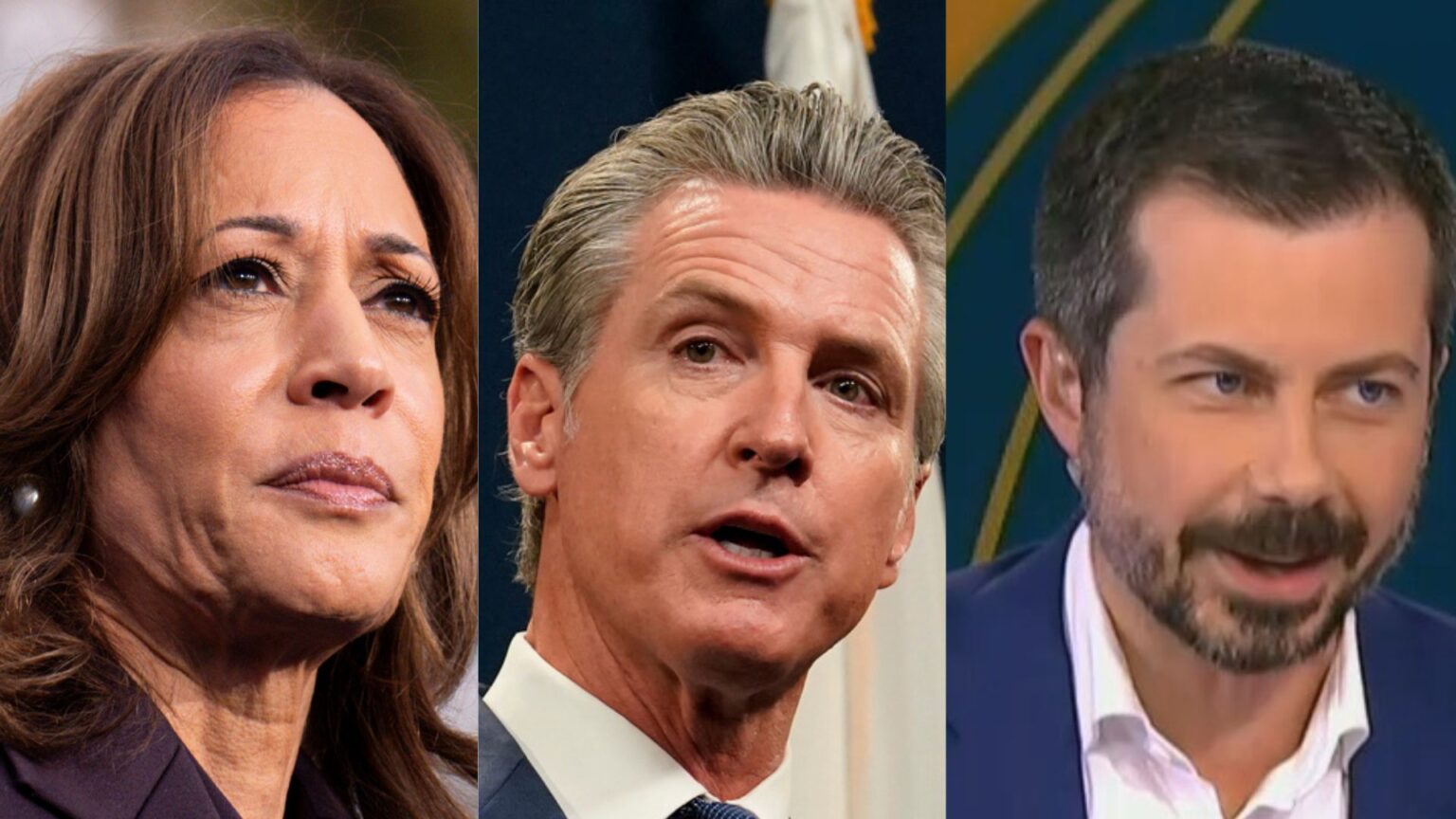 Kamala Harris, Gavin Newsom and Pete Buttigieg