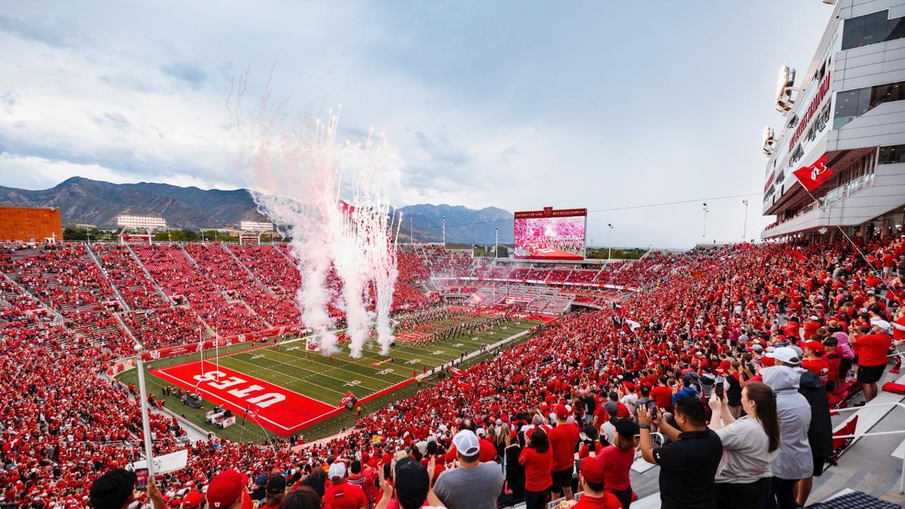 Utah football game-day scene at Rice-Eccles Stadium, shown as an illustrative image rather than a depiction of the allegations