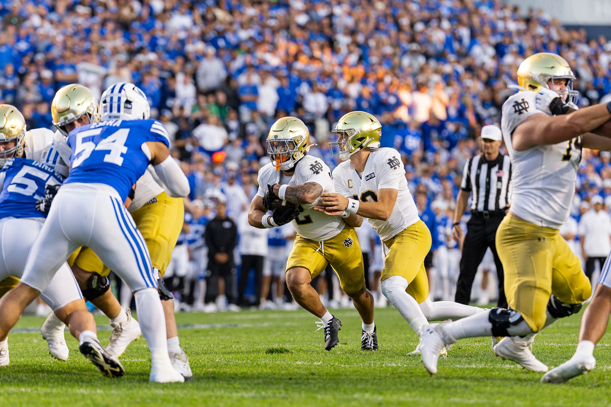 Notre Dame and BYU players during the October 2026 game in Provo