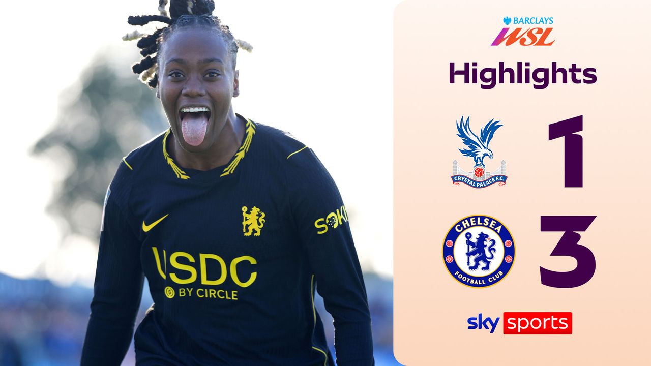 Chelsea forward Melvine Malard celebrates her equalizing goal against Crystal Palace Women at the 360 Engage Stadium.