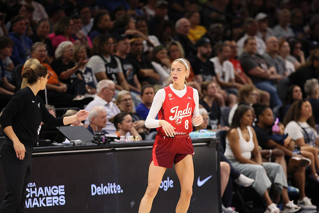 Sophie Cunningham in an Indiana Fever uniform during a game