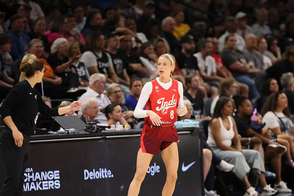 Sophie Cunningham in an Indiana Fever uniform during a game