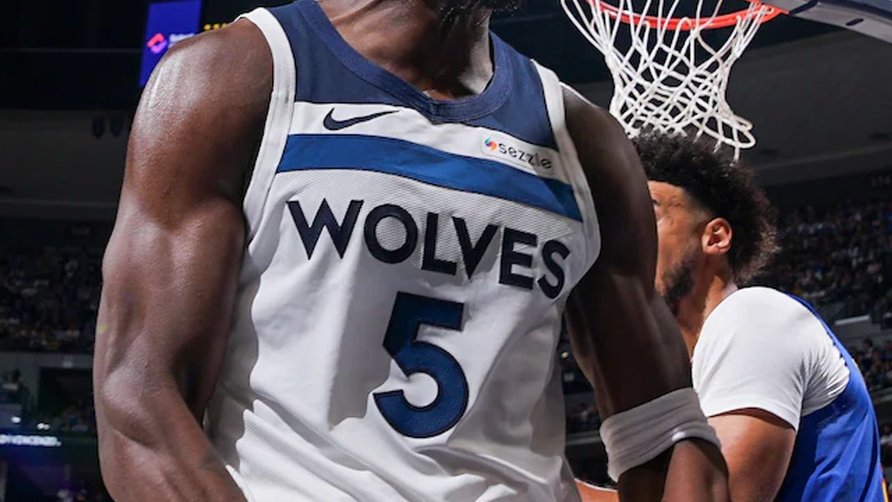 Anthony Edwards reacts during a Minnesota Timberwolves game.