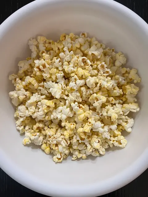 A prepared serving of lemon-parmesan popcorn