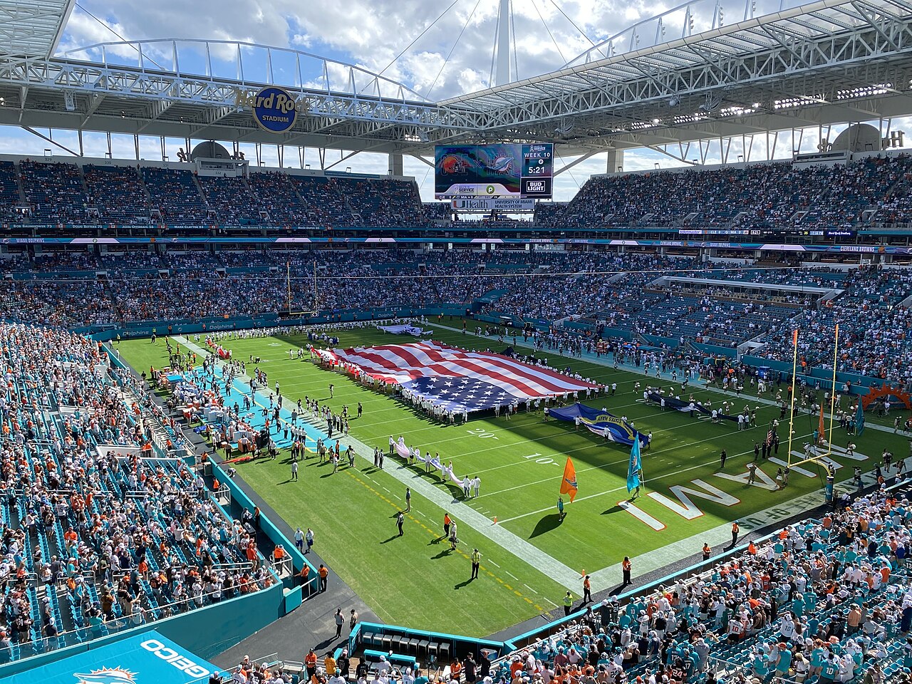 Hard Rock Stadium in Miami Gardens, Florida, home of Miami Hurricanes football