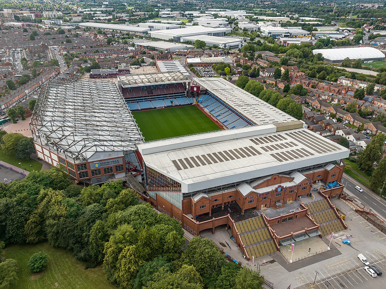 Exterior view of Villa Park, the Birmingham home ground of Aston Villa