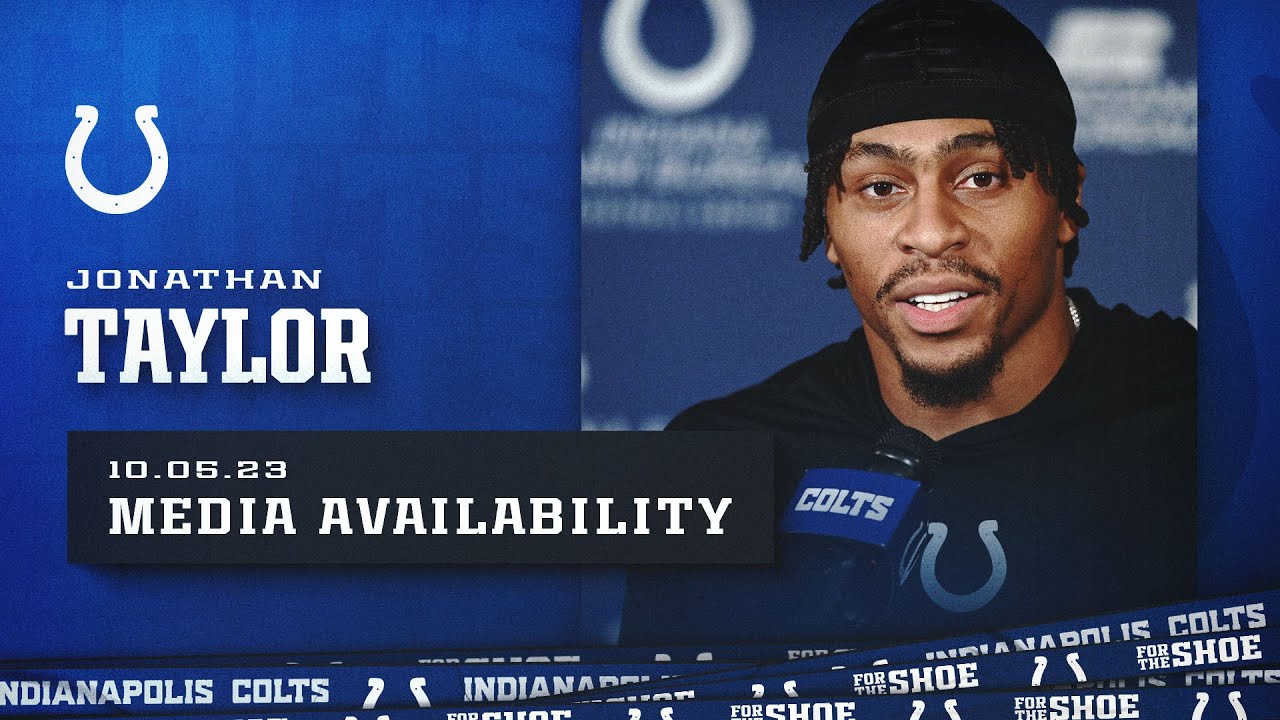 Indianapolis Colts running back Jonathan Taylor speaks at a team media availability