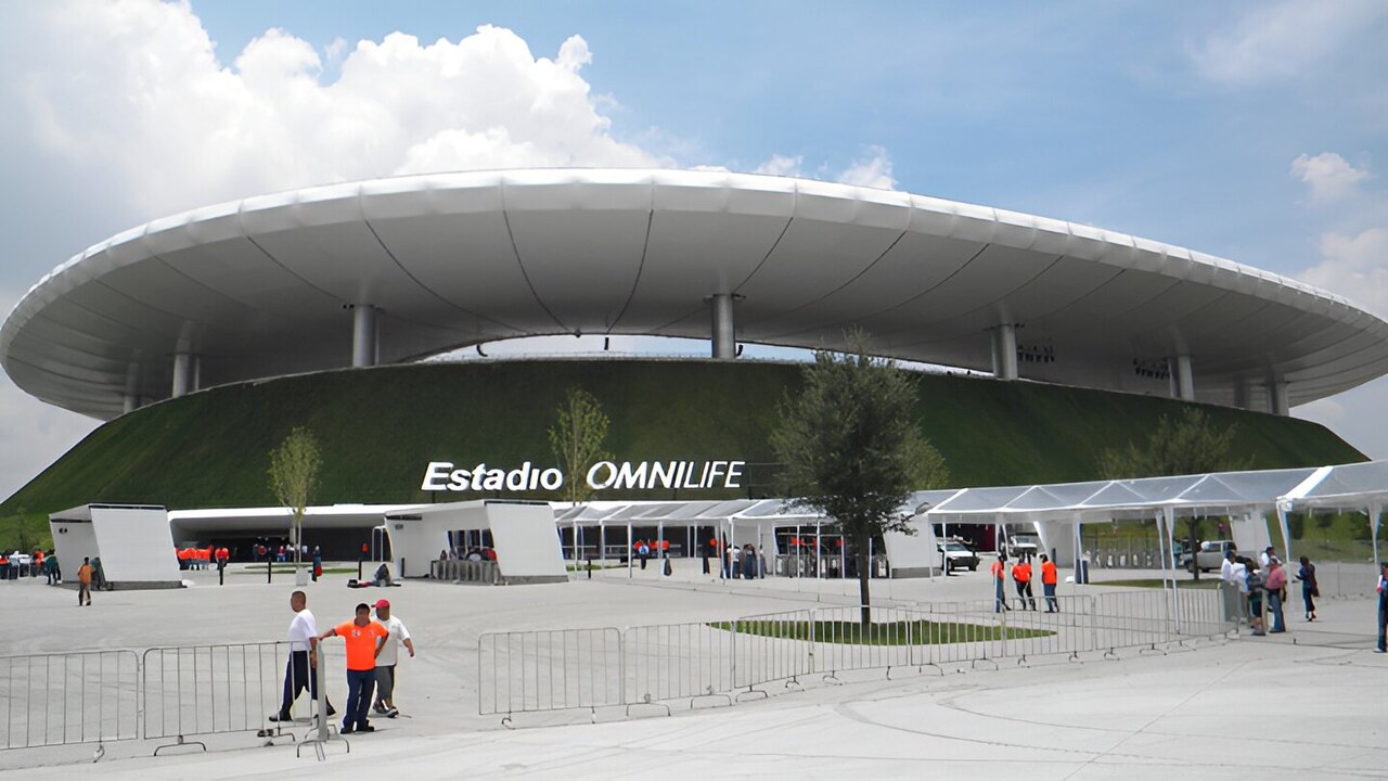 Exterior view of the stadium in Zapopan, Guadalajara, home of Chivas, now called Estadio Akron