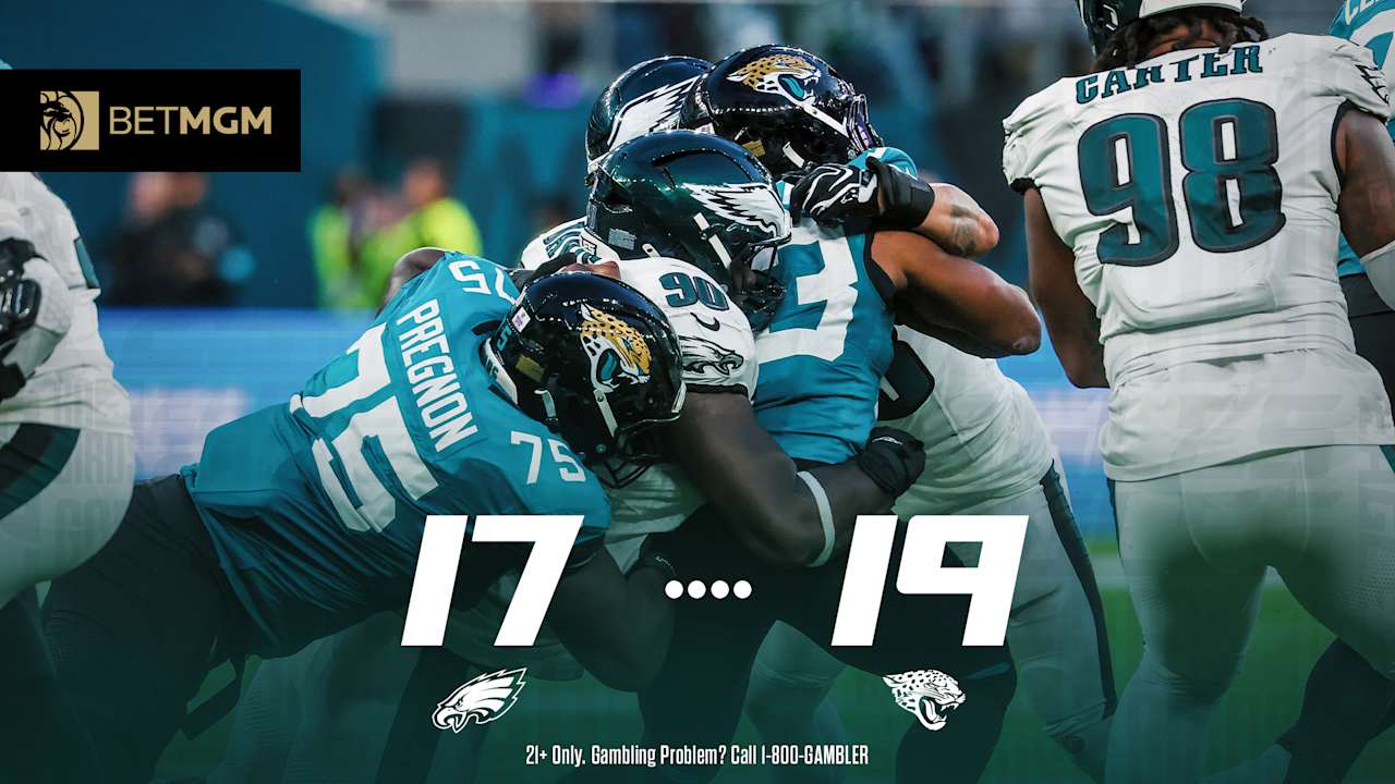 Philadelphia Eagles and Jacksonville Jaguars players during the 2026 London game