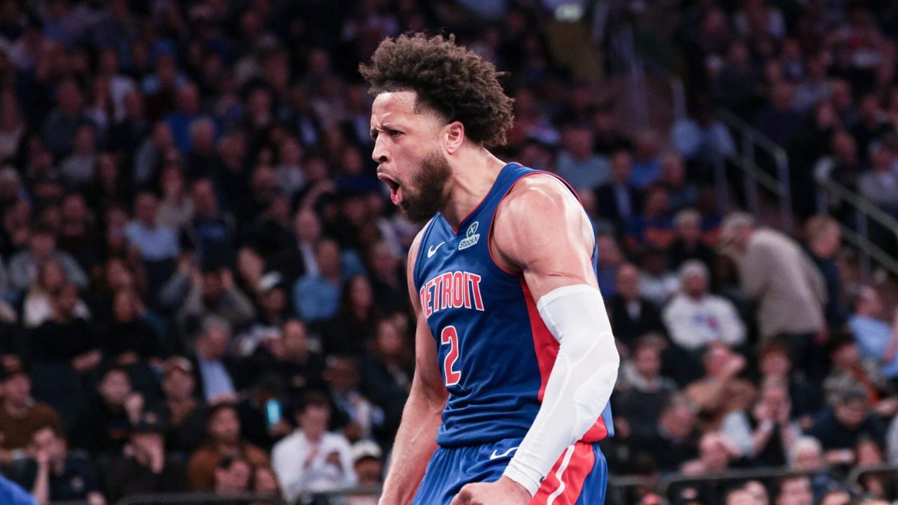 Detroit guard Cade Cunningham during a Pistons game against New York.