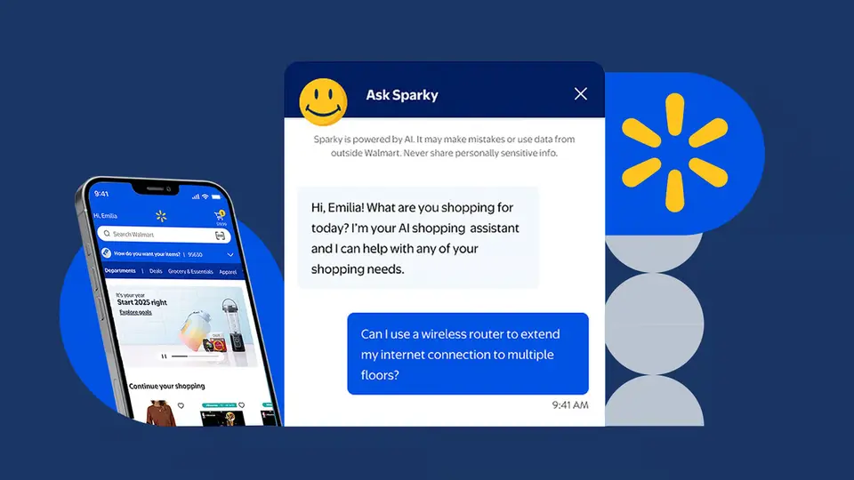 Walmart's Sparky AI shopping assistant shown on a smartphone screen