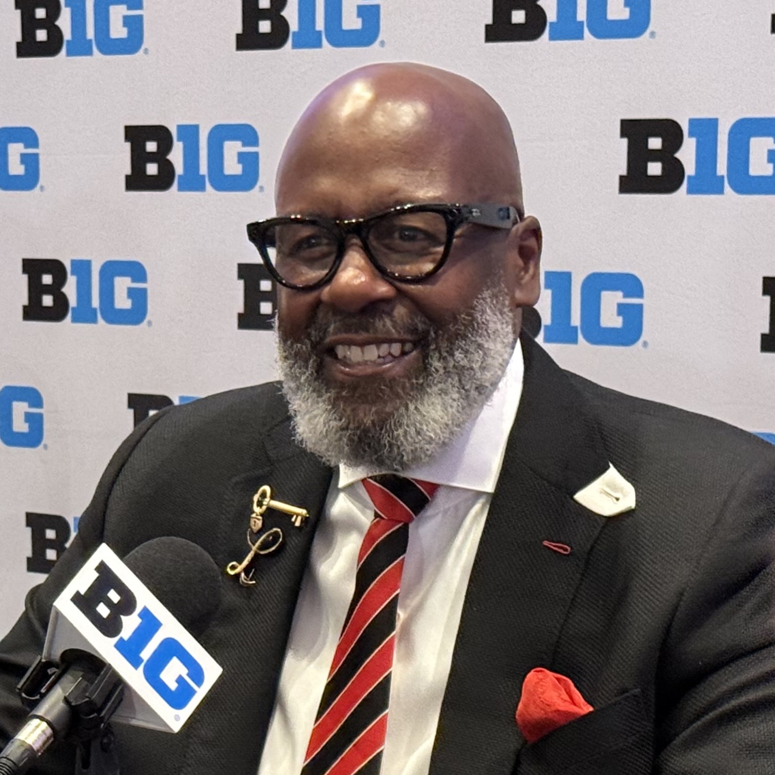 File photo of Mike Locksley, Maryland head football coach, taken in July 2025