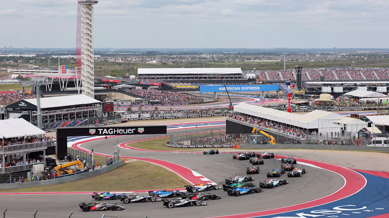 Mercedes driver Kimi Antonelli on track at the 2026 United States Grand Prix in Austin.