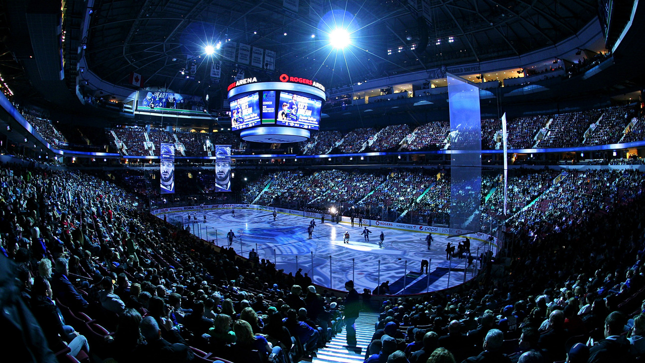 Exterior daytime view of Rogers Arena in Vancouver, home of the Canucks, where the game was played (file photo, not from the game)