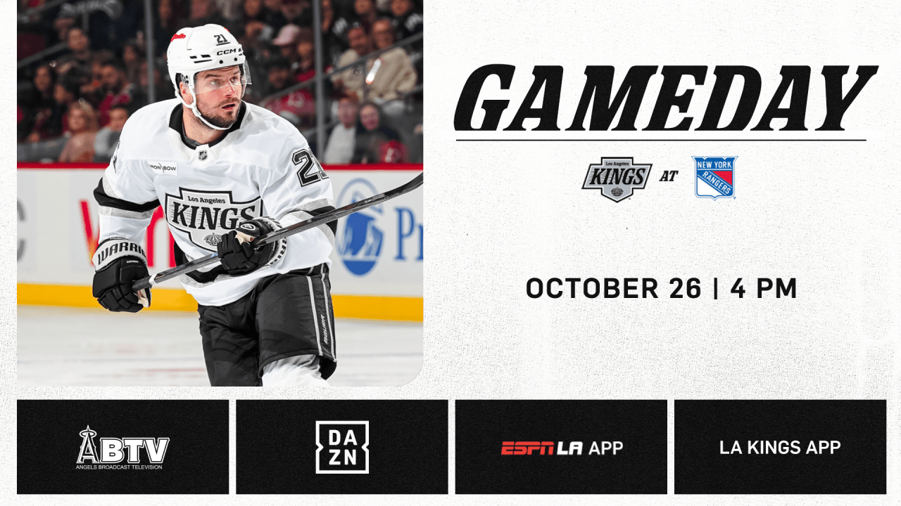 Los Angeles Kings game graphic for their visit to the New York Rangers