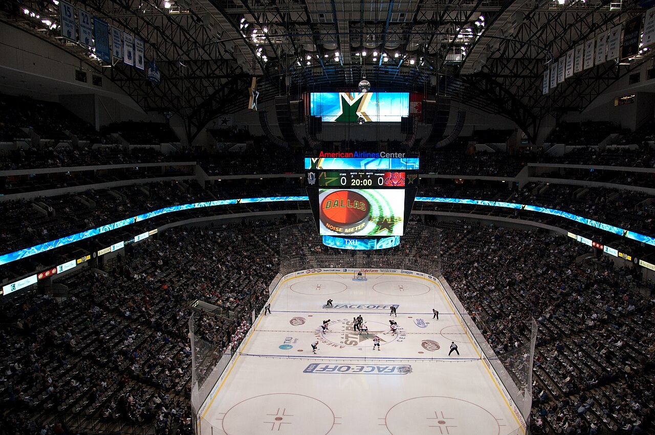 Interior of American Airlines Center in Dallas during a Dallas Stars game