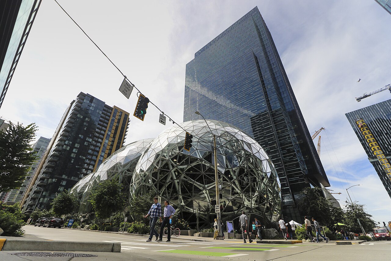 File photo of the Amazon Spheres at the company's Seattle headquarters campus