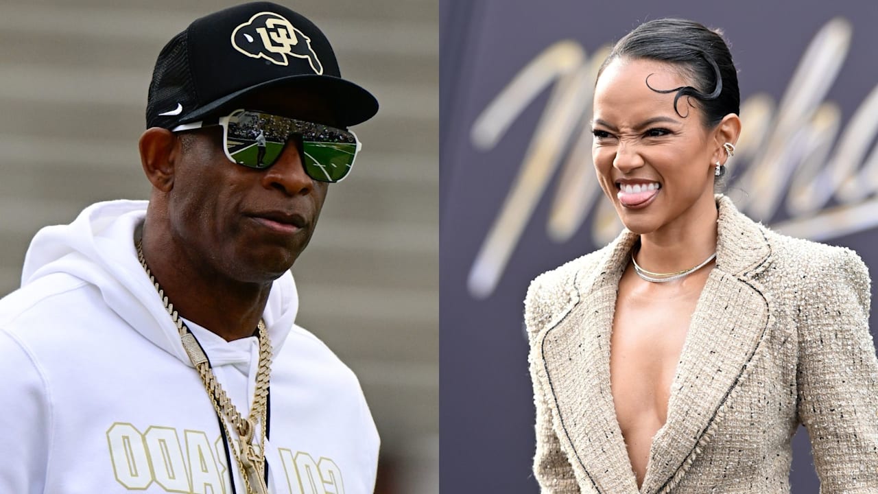 Deion Sanders and Karrueche Tran pictured side by side in a Complex photo collage.