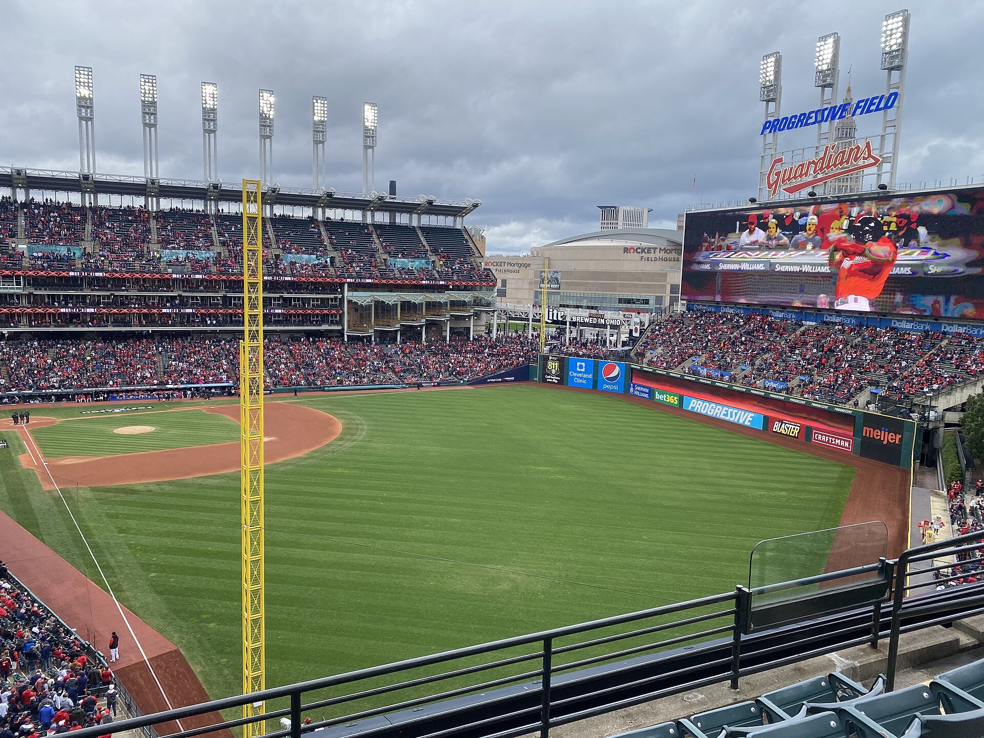 Progressive Field in Cleveland filled with fans during a 2022 postseason game