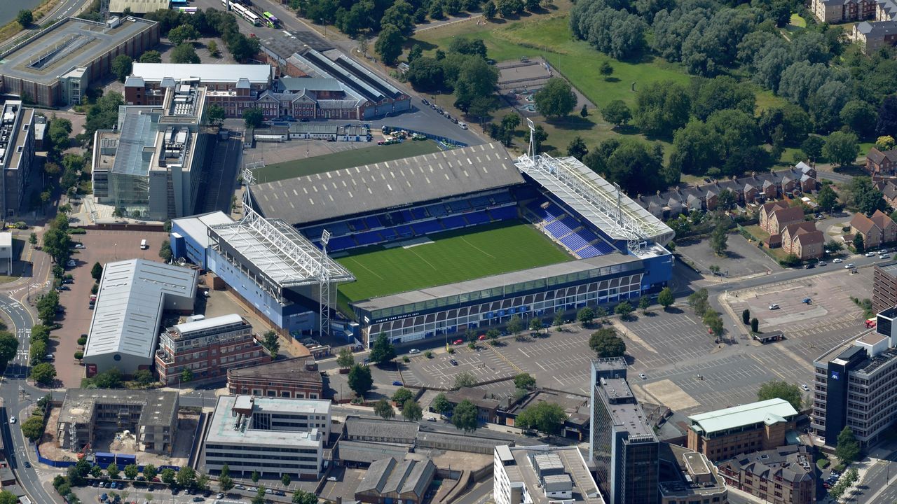 Aerial view of Portman Road, home of Ipswich Town