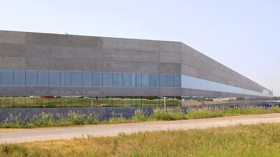 Tesla Gigafactory Texas Building 1 near Austin, Texas, photographed in June 2022