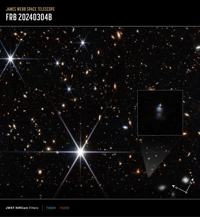 Webb near-infrared image marking the small host galaxy of fast radio burst FRB 20240304B