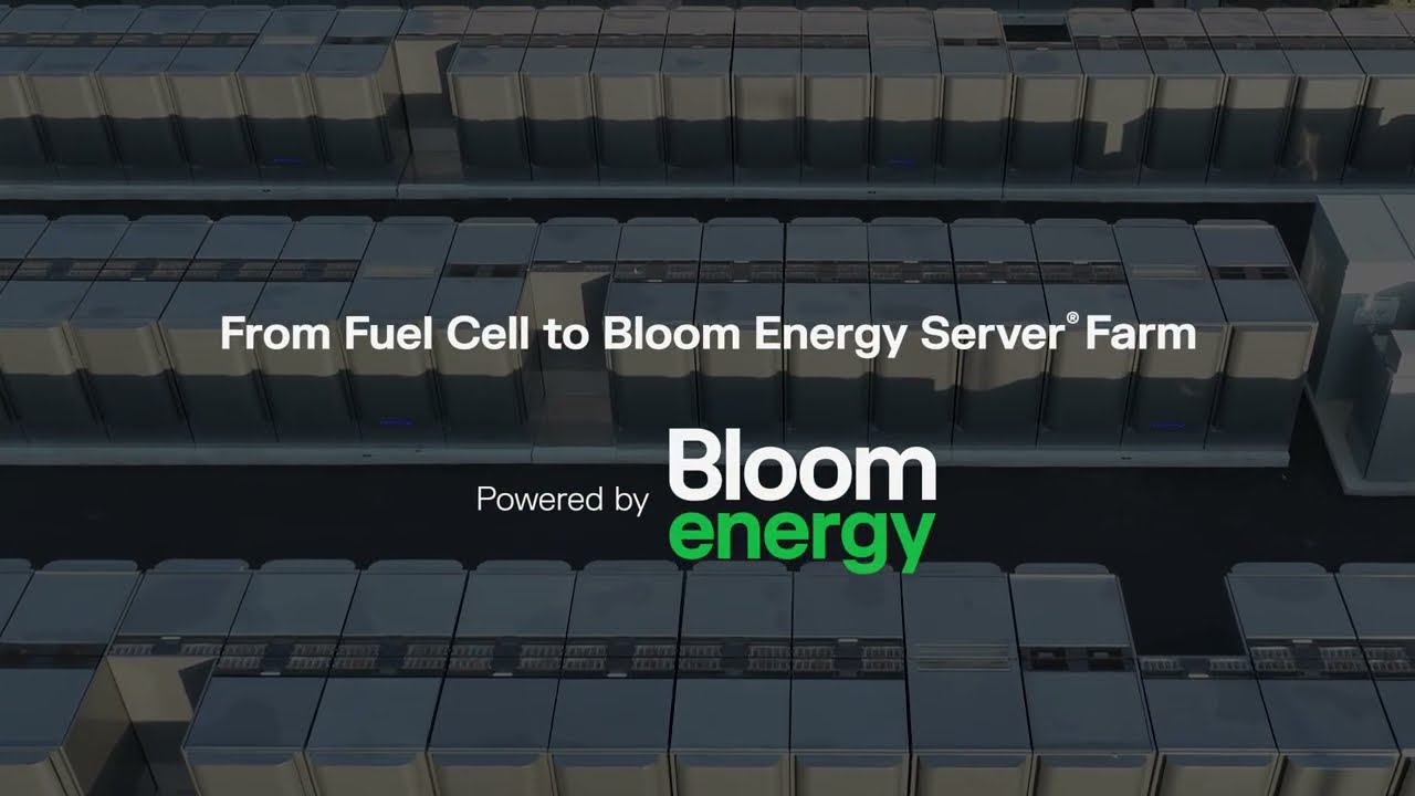 Rows of Bloom Energy Server fuel-cell units at an on-site power installation