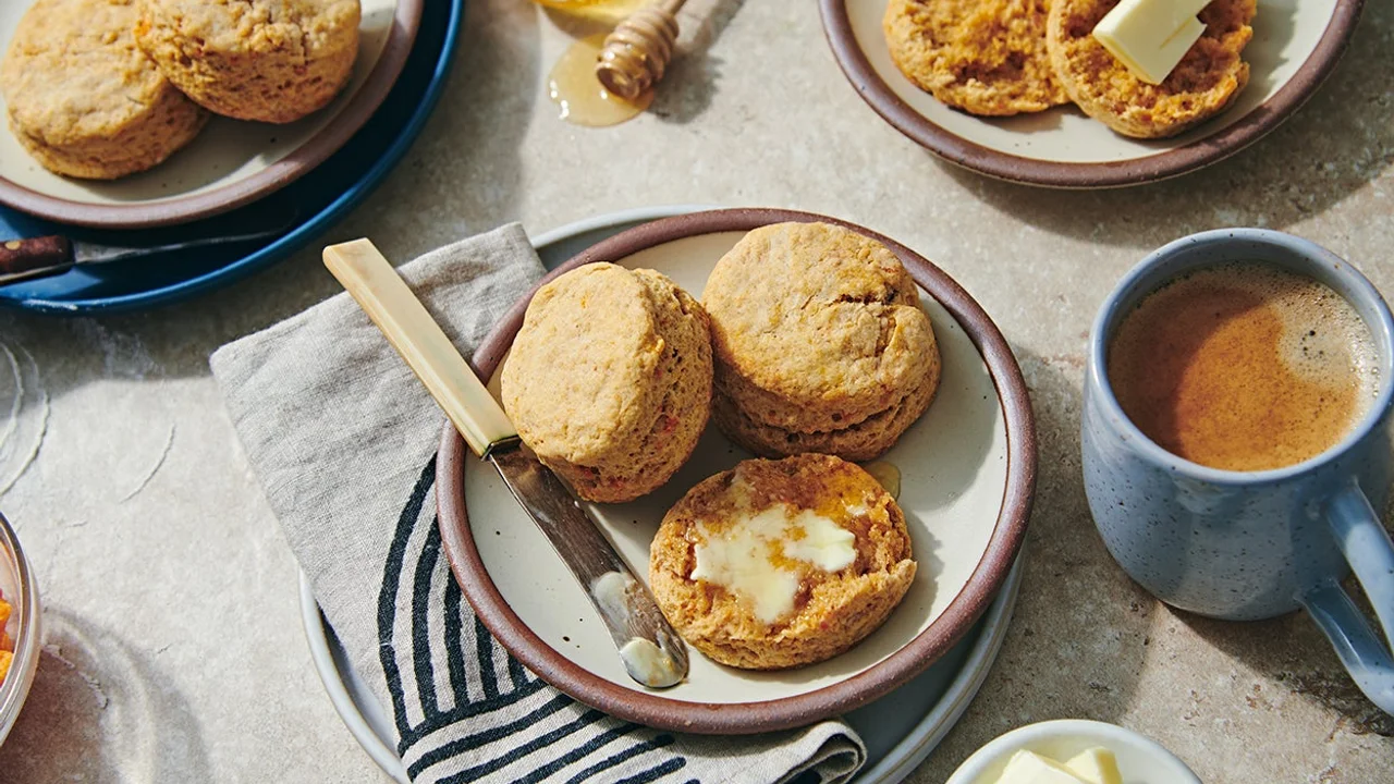 flaky leftover sweet-potato biscuits as a finished dish ready to serve.