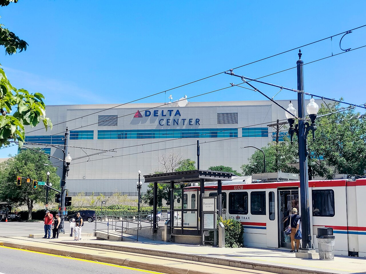 Exterior of the Delta Center in Salt Lake City, home arena of the Utah Mammoth, photographed in 2023. Not a photo from the Oct. 19 game.