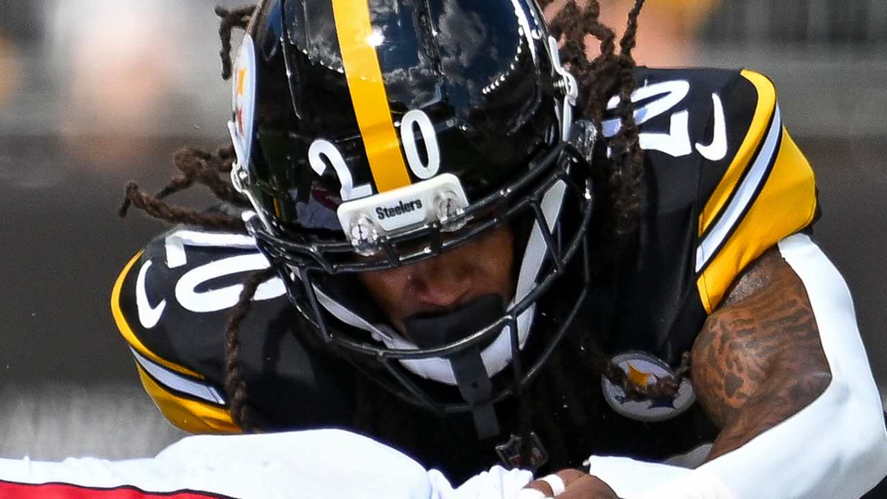 Pittsburgh Steelers defensive back Rayshawn Jenkins, No. 20, in a black-and-gold uniform during a game.