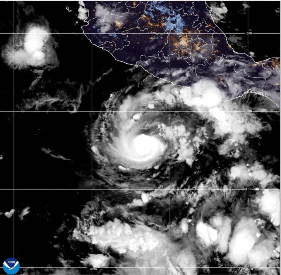 Satellite view of Typhoon Champi near Guam and the Northern Mariana Islands