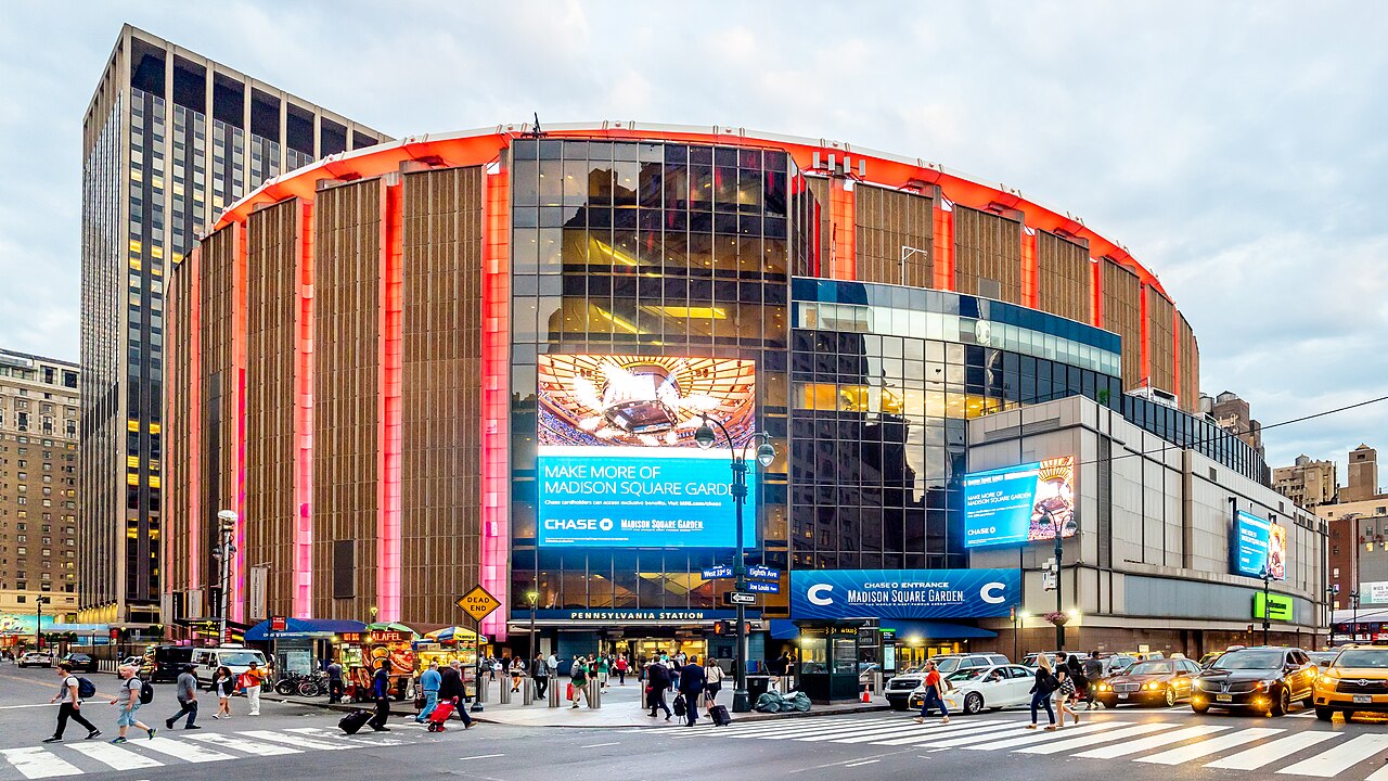 Exterior view of Madison Square Garden in New York City