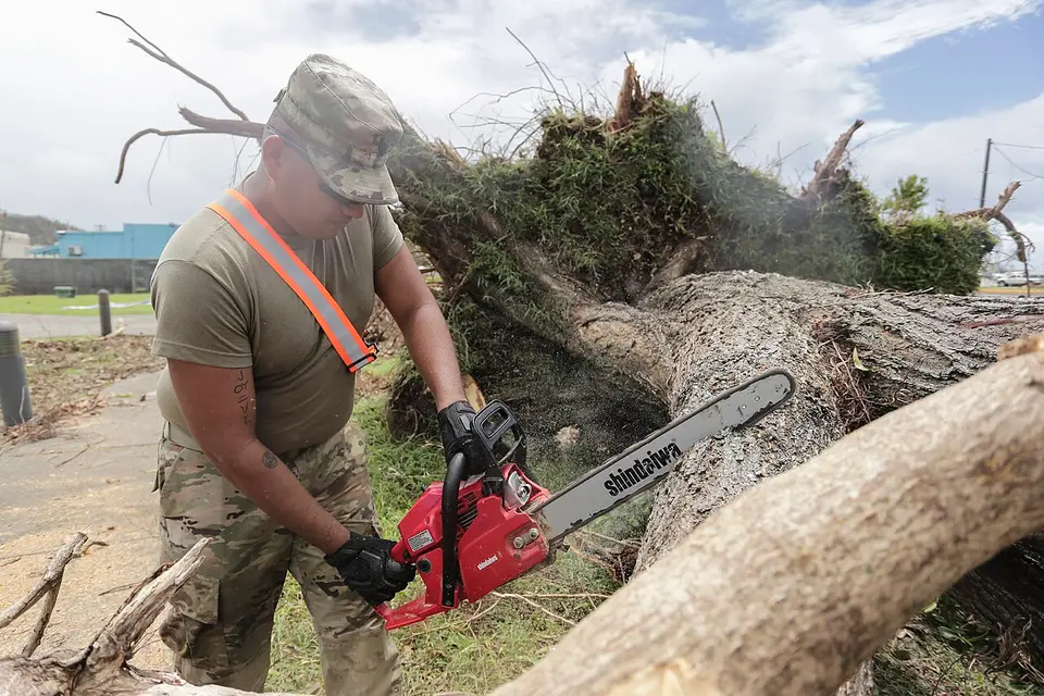 File photo of Guam National Guard members during disaster response after Typhoon Mawar in 2023