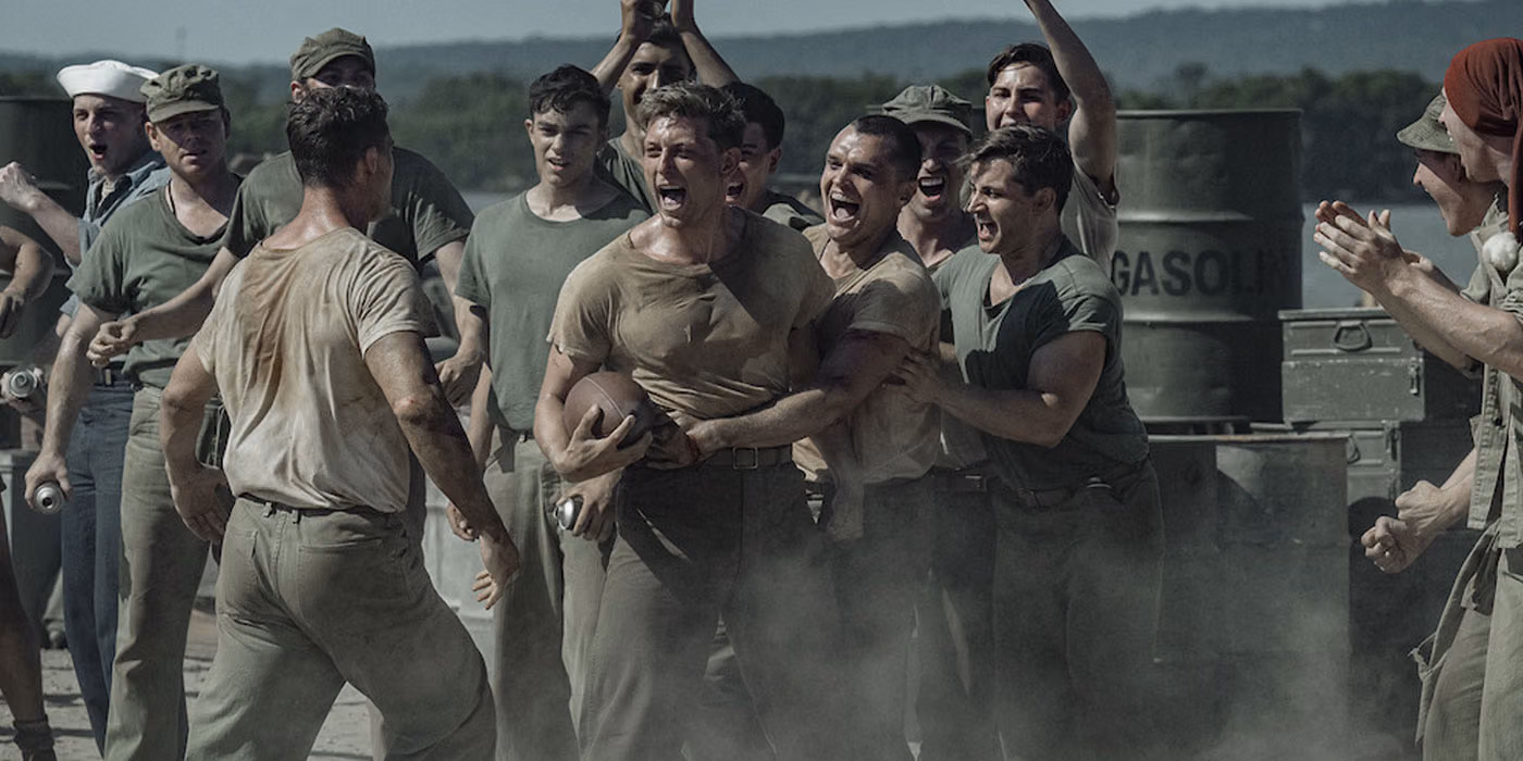 Promotional still from Netflix’s World War II drama The Mosquito Bowl
