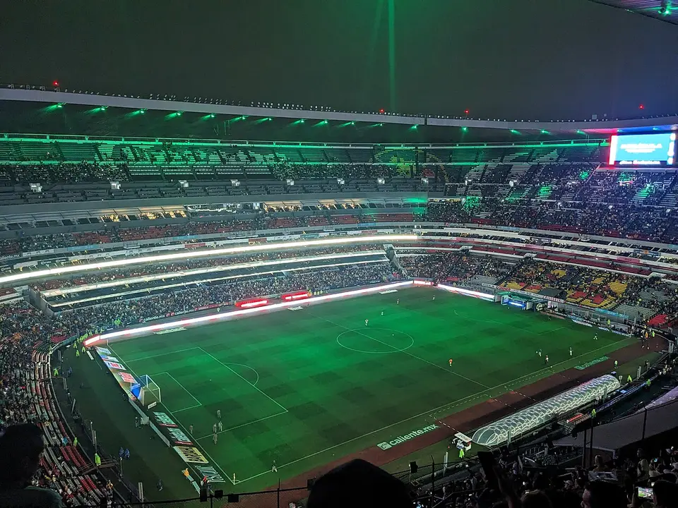 Club América and Club León players on the pitch at Estadio Azteca in an earlier match between the clubs