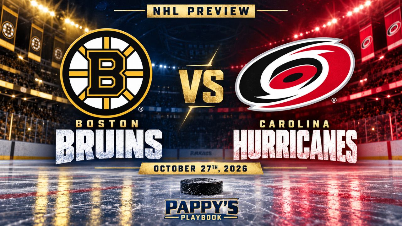 Boston Bruins and Carolina Hurricanes logos ahead of their October 27 game.